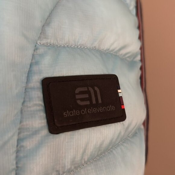 State of Elevenate Goose Down Hooded Puffer Vest Blue Size Small - Picture 2 of 11